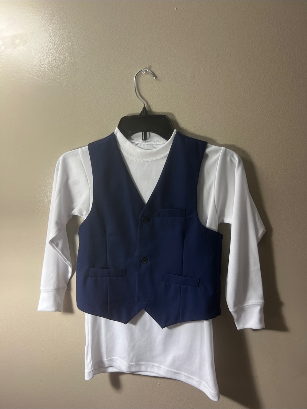 Classic Kids Navy Blue Matching Suit- Blazer-vest-slacks with-white turtleneck - Picture 3 of 7